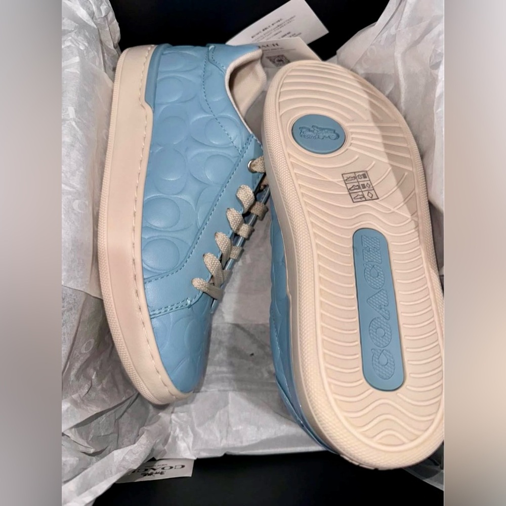 Coach Waterfall Blue Embossed Low-Top Sneakers